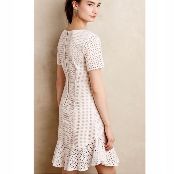 Anthropologie HD in Paris Georgia Eyelet Lace Dress in White size 4 - Picture 6 of 13